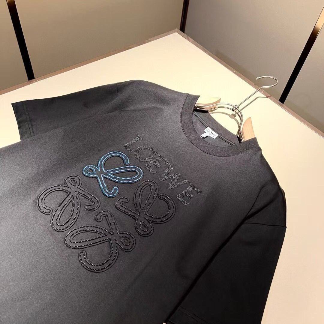 男女兼用 人気 レター刺繍 ルーズクルーネックトップス 半袖Tシャツ