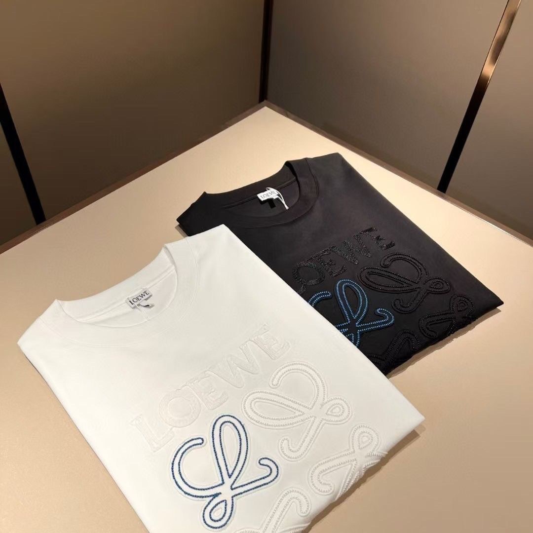 男女兼用 人気 レター刺繍 ルーズクルーネックトップス 半袖Tシャツ