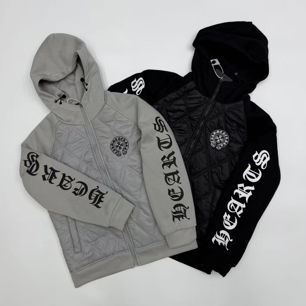 新しいユニセックスの刺繍入りコットンパッド入りジャケット、フード付き、ゆったりとした、カップル向けの暖かいコート。