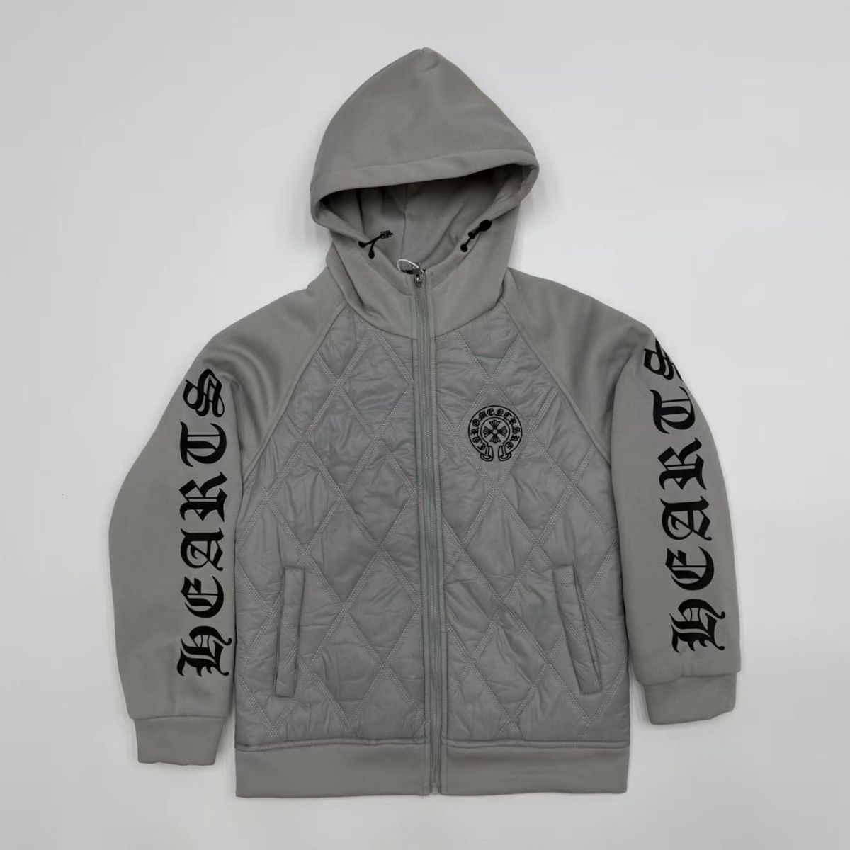 新しいユニセックスの刺繍入りコットンパッド入りジャケット、フード付き、ゆったりとした、カップル向けの暖かいコート。