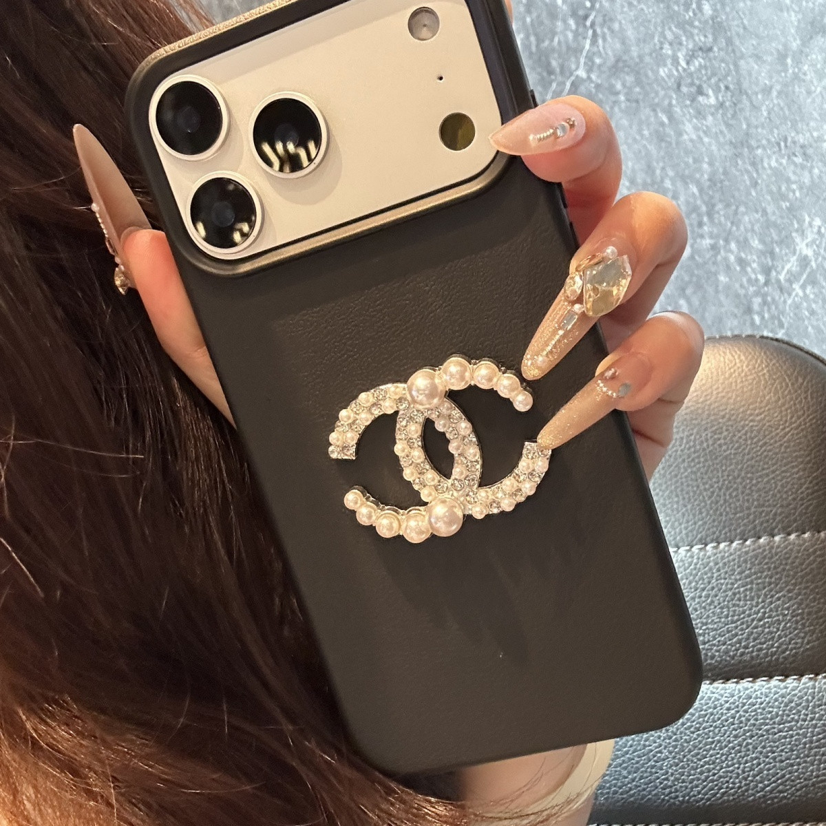 無地ライチテクスチャのiphone携帯ケース、フルカバー、シンプルなソフトケース