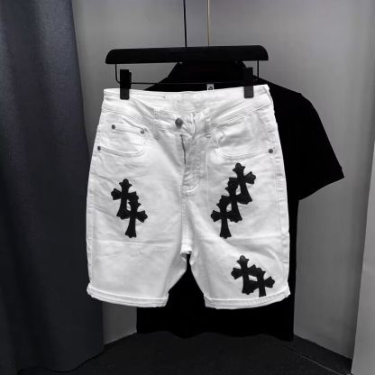 メンズのトレンドのパッチワークデニムショートパンツ、夏の新スタイル