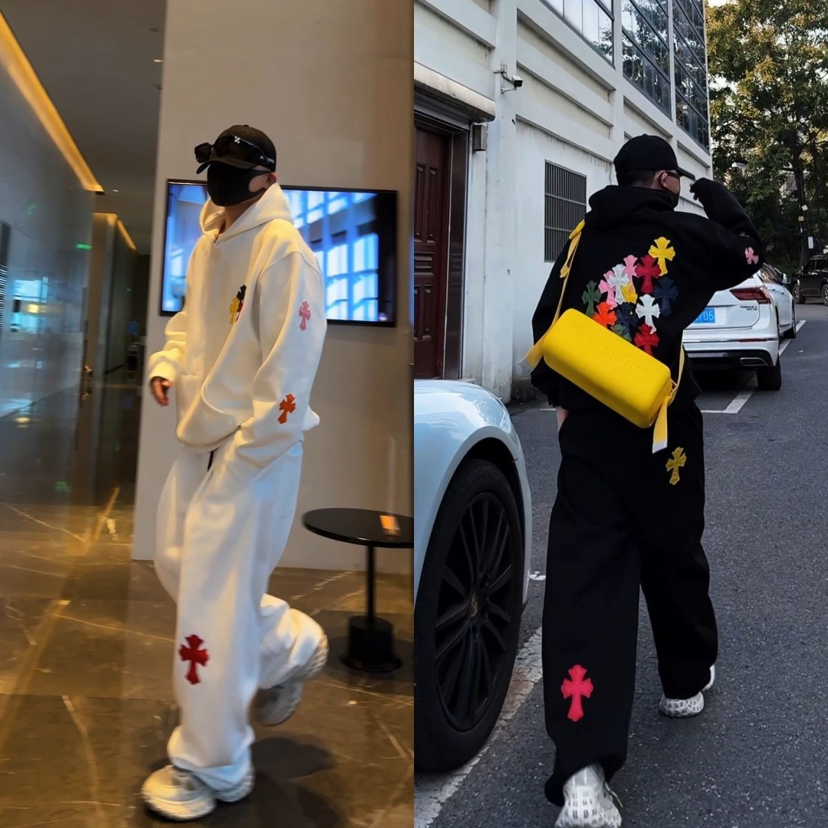 秋の新入荷 - メンズ アメリカントレンド ハイストリート フード付きスウェットシャツとスウェットパンツ カジュアルスーツ