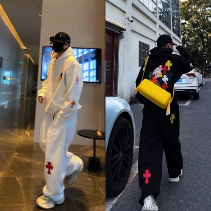 秋の新入荷 - メンズ アメリカントレンド ハイストリート フード付きスウェットシャツとスウェットパンツ カジュアルスーツ