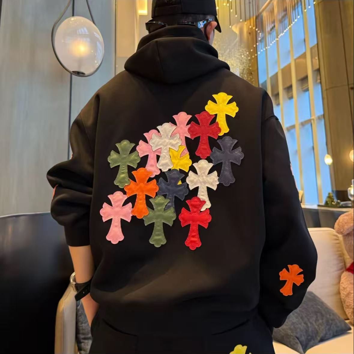 秋の新入荷 - メンズ アメリカントレンド ハイストリート フード付きスウェットシャツとスウェットパンツ カジュアルスーツ