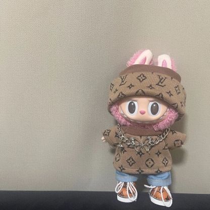 17cm labubuビニール人形の服ニットトレンディなプリント帽子1、2、3世代ユニバーサルスーツ服