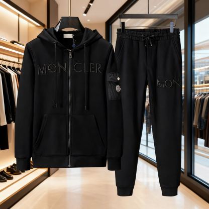 新作秋冬メンズスポーツスーツカーディガンルーズフード付きジャケットツーピースセット