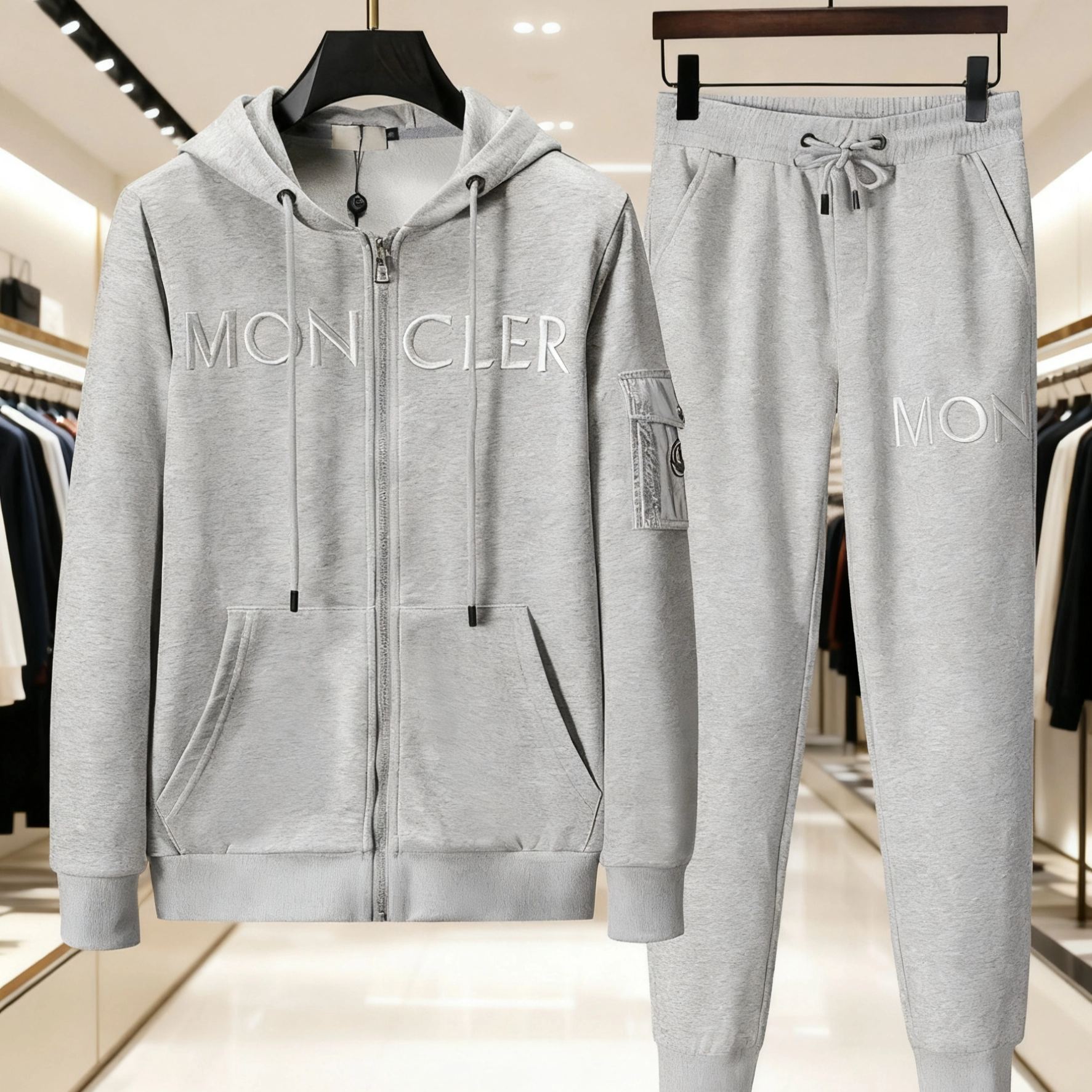 新作秋冬メンズスポーツスーツカーディガンルーズフード付きジャケットツーピースセット