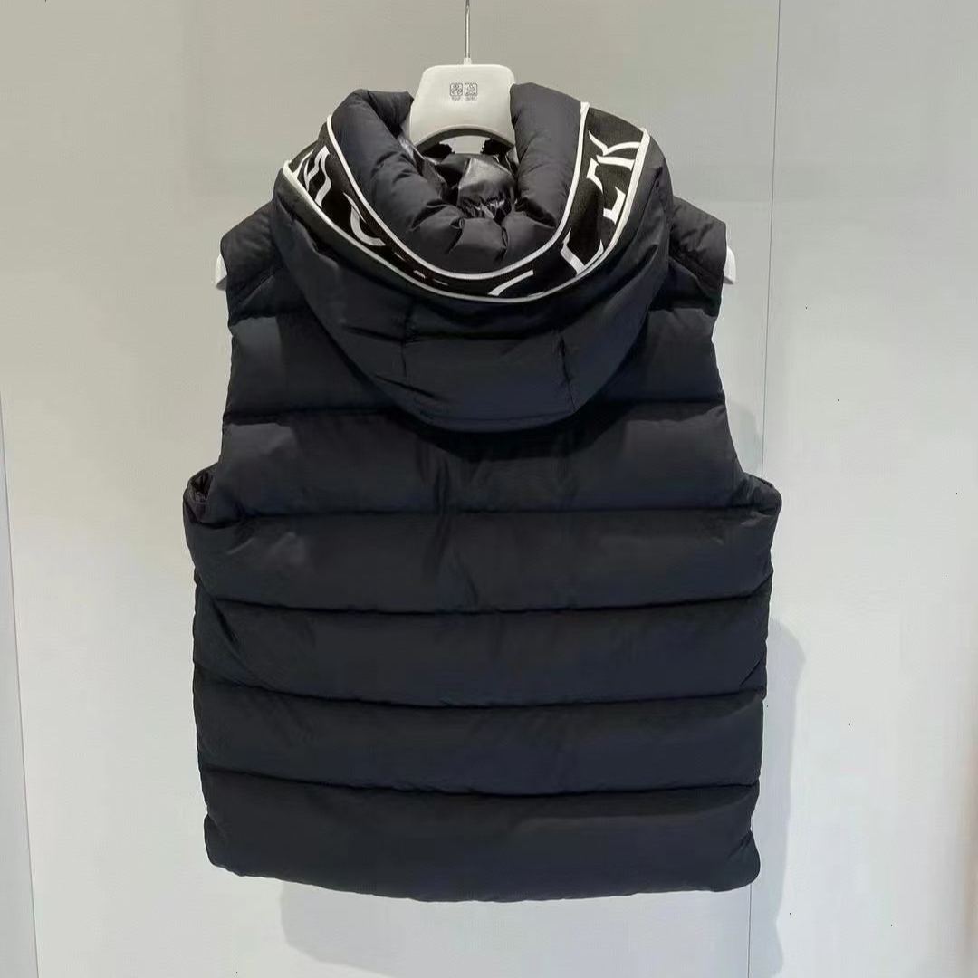 冬用ダウンベスト、フード付きショートジャケット、暖かいダウンジャケット