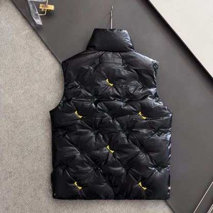 メンズダウンベスト、スタイリッシュなスタンドカラー、秋冬用の暖かいアウター
