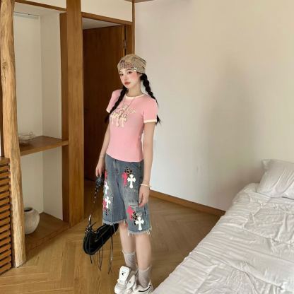 夏のトレンド半袖シャツ、スリムに見えるトップス