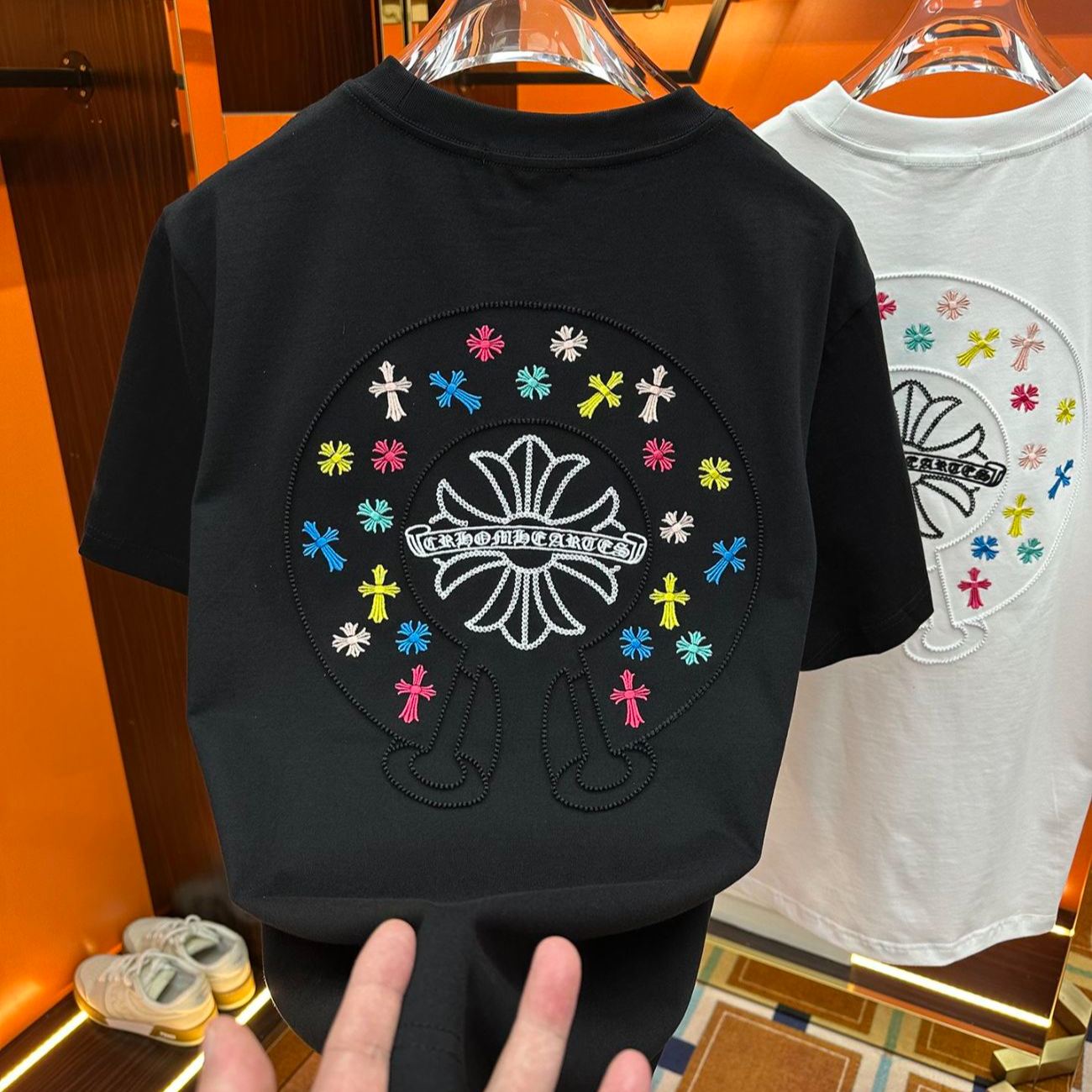 『M-5XL』ハイエンドファッション カラフル刺繍入り カジュアル ルーズ 半袖 メンズTシャツ