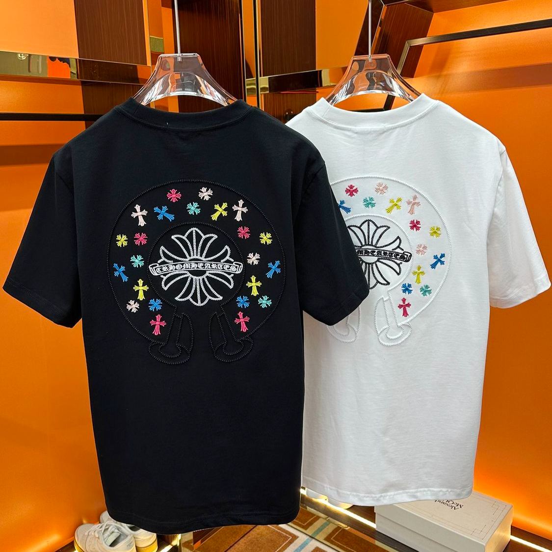 『M-5XL』ハイエンドファッション カラフル刺繍入り カジュアル ルーズ 半袖 メンズTシャツ