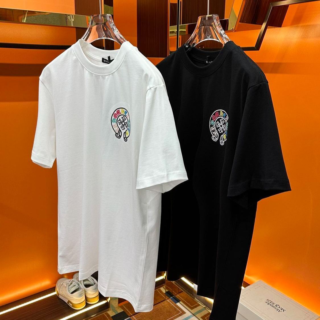 『M-5XL』ハイエンドファッション カラフル刺繍入り カジュアル ルーズ 半袖 メンズTシャツ