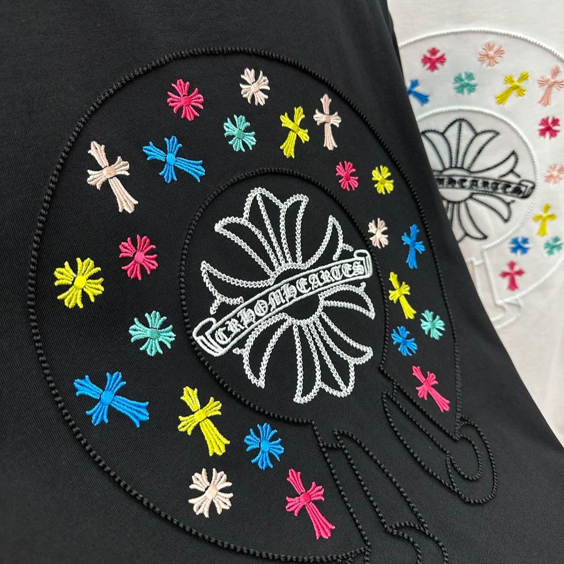 『M-5XL』ハイエンドファッション カラフル刺繍入り カジュアル ルーズ 半袖 メンズTシャツ