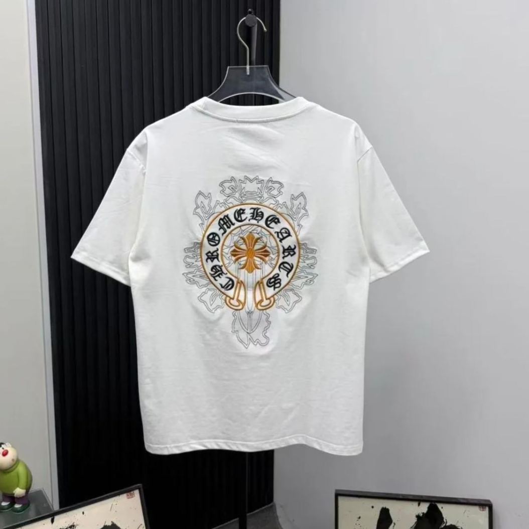 『S-2XL』男女兼用の、刺繍入りのゆったりとしたクルーネック半袖Tシャツが新登場