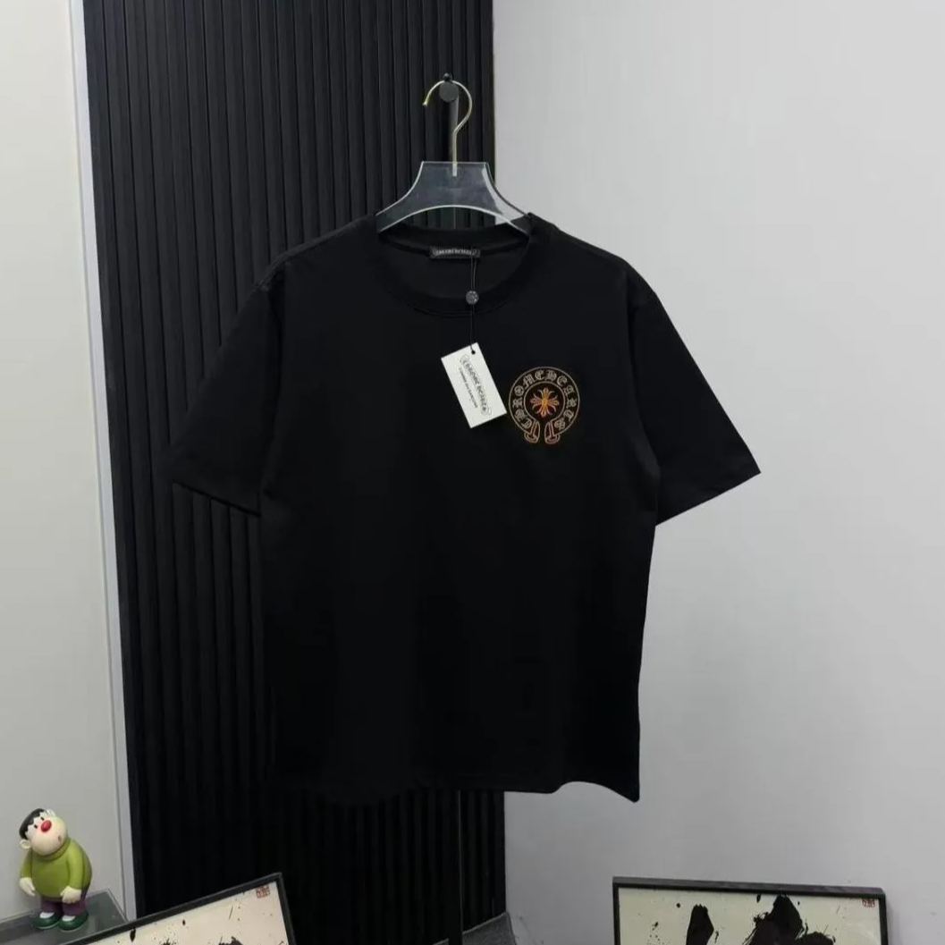 『S-2XL』男女兼用の、刺繍入りのゆったりとしたクルーネック半袖Tシャツが新登場