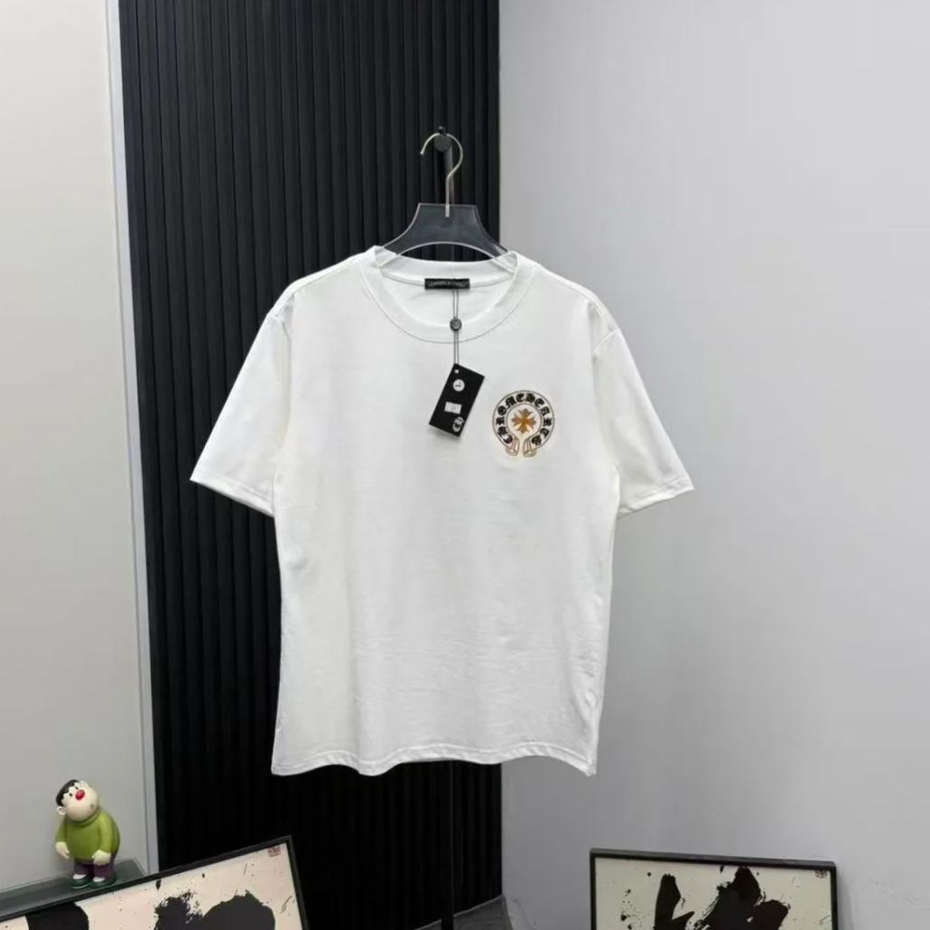 『S-2XL』男女兼用の、刺繍入りのゆったりとしたクルーネック半袖Tシャツが新登場