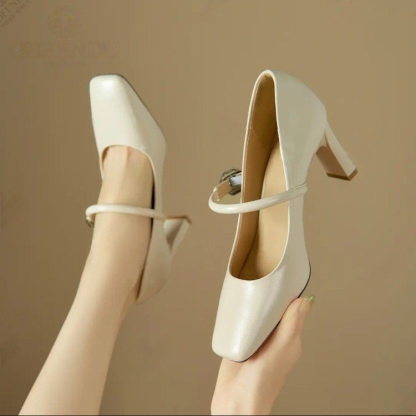 Soft leather high heels