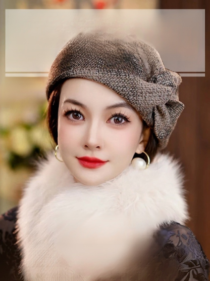 復古顯臉小貝雷帽女