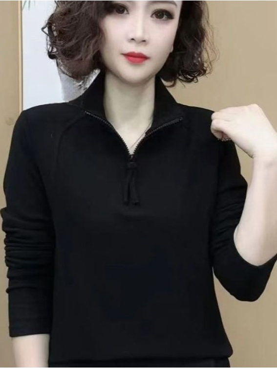 螺紋雙面德絨打底衫女