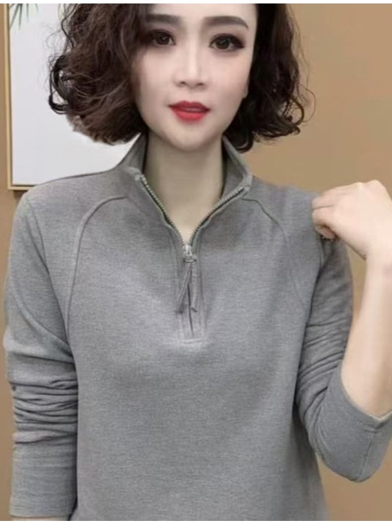 螺紋雙面德絨打底衫女