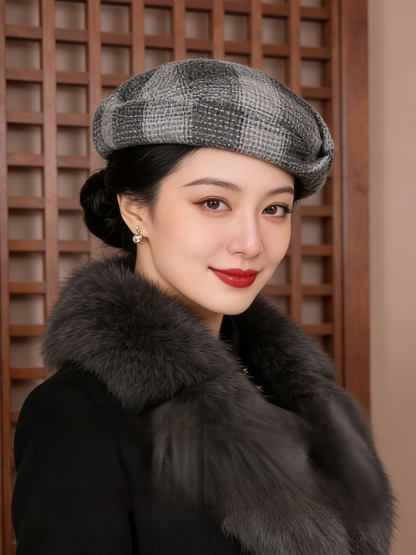 復古顯臉小貝雷帽女