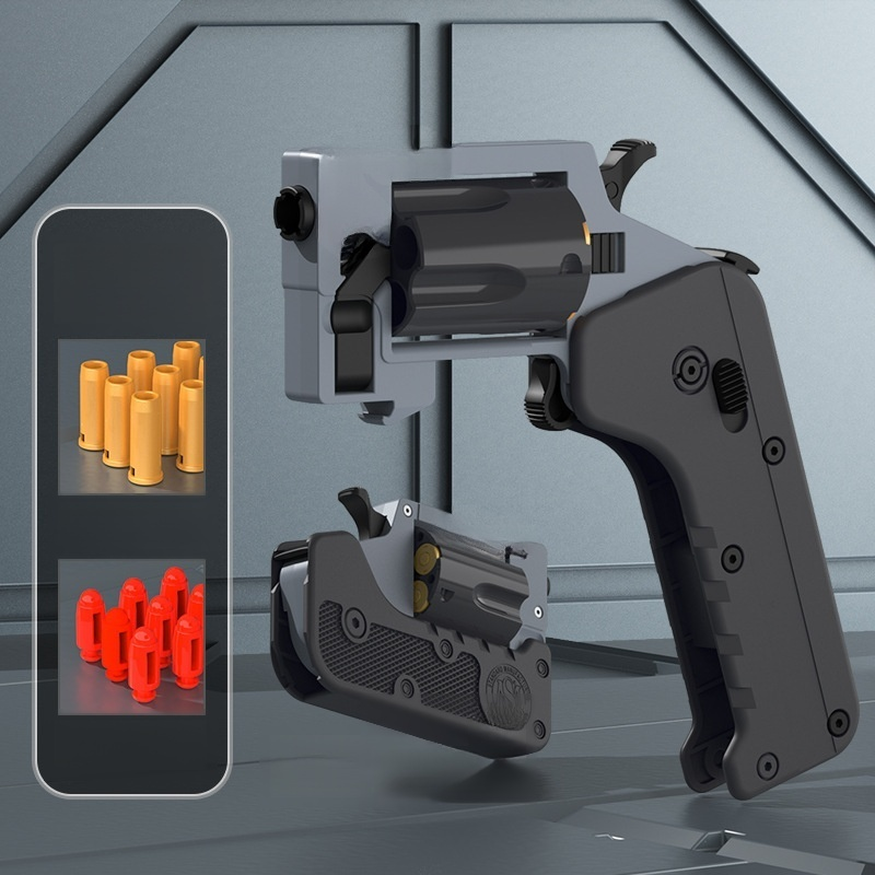 便攜可折疊軟彈左輪手機玩具槍