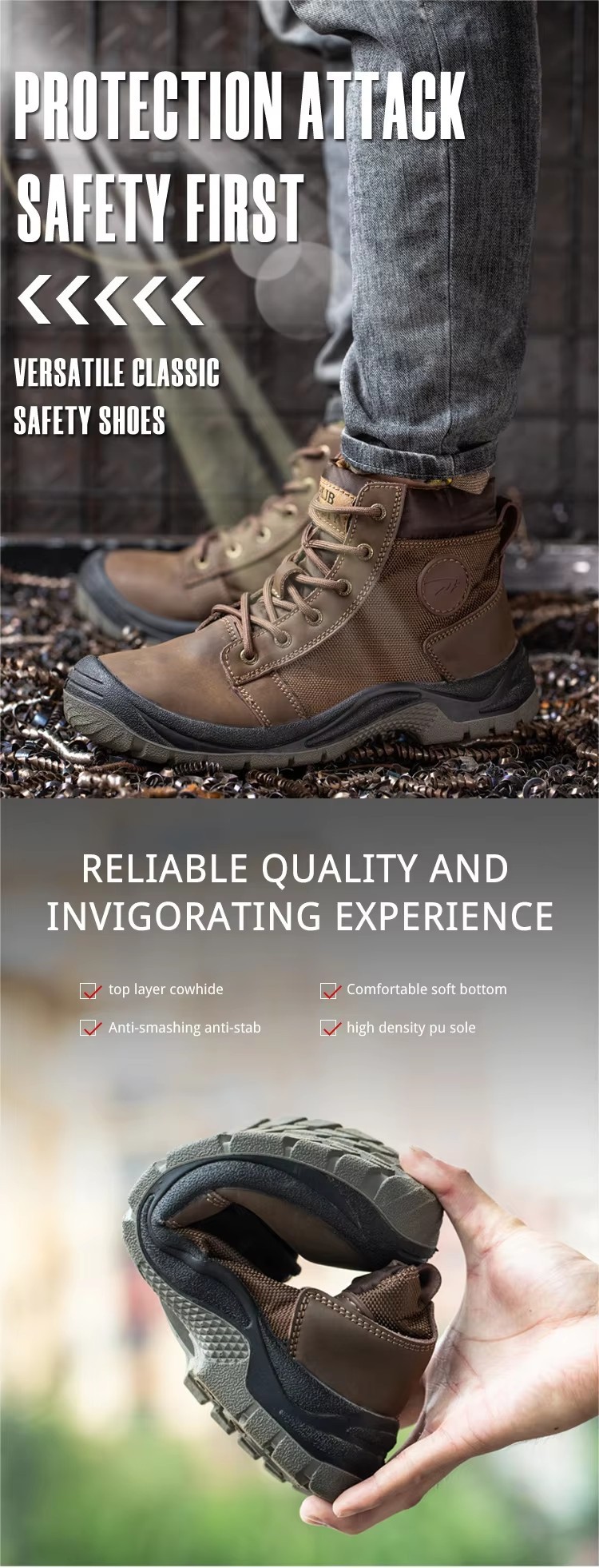 High Cut Men's Anti-smashing Steel Toe Safety Shoes Four Seasons Casual Protective Industrial Work Shoes