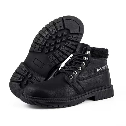 High Quality Brown Color Cow Leather Goodyear Welt Safety Boots with Steel Toe and Plate Casual Work Shoes