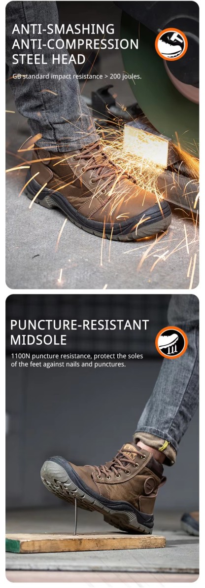 High Cut Men's Anti-smashing Steel Toe Safety Shoes Four Seasons Casual Protective Industrial Work Shoes
