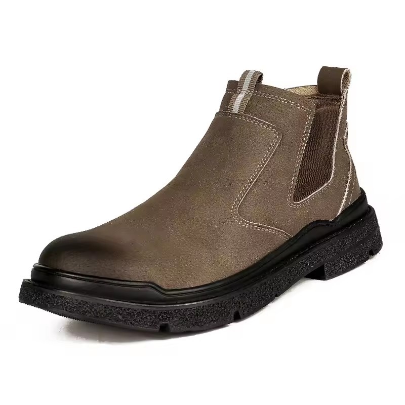 MICROFIBER LEATHER WELDING WORK SAFETY SHOES NO-LACE-UP ANTI-SMASH ANTI-PUNCTURE ANTI-SPARK for MEN SPRING SUMMER AUTUMN WINTER