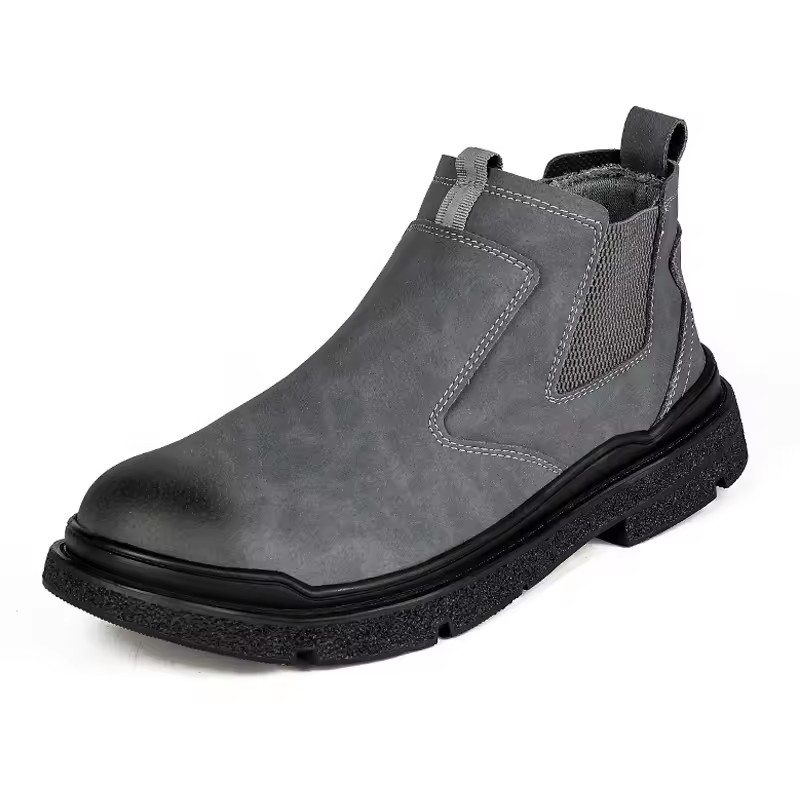 MICROFIBER LEATHER WELDING WORK SAFETY SHOES NO-LACE-UP ANTI-SMASH ANTI-PUNCTURE ANTI-SPARK for MEN SPRING SUMMER AUTUMN WINTER