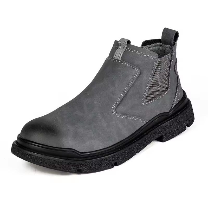 MICROFIBER LEATHER WELDING WORK SAFETY SHOES NO-LACE-UP ANTI-SMASH ANTI-PUNCTURE ANTI-SPARK for MEN SPRING SUMMER AUTUMN WINTER