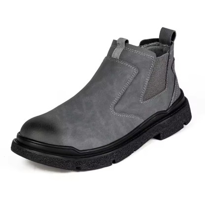 MICROFIBER LEATHER WELDING WORK SAFETY SHOES NO-LACE-UP ANTI-SMASH ANTI-PUNCTURE ANTI-SPARK for MEN SPRING SUMMER AUTUMN WINTER