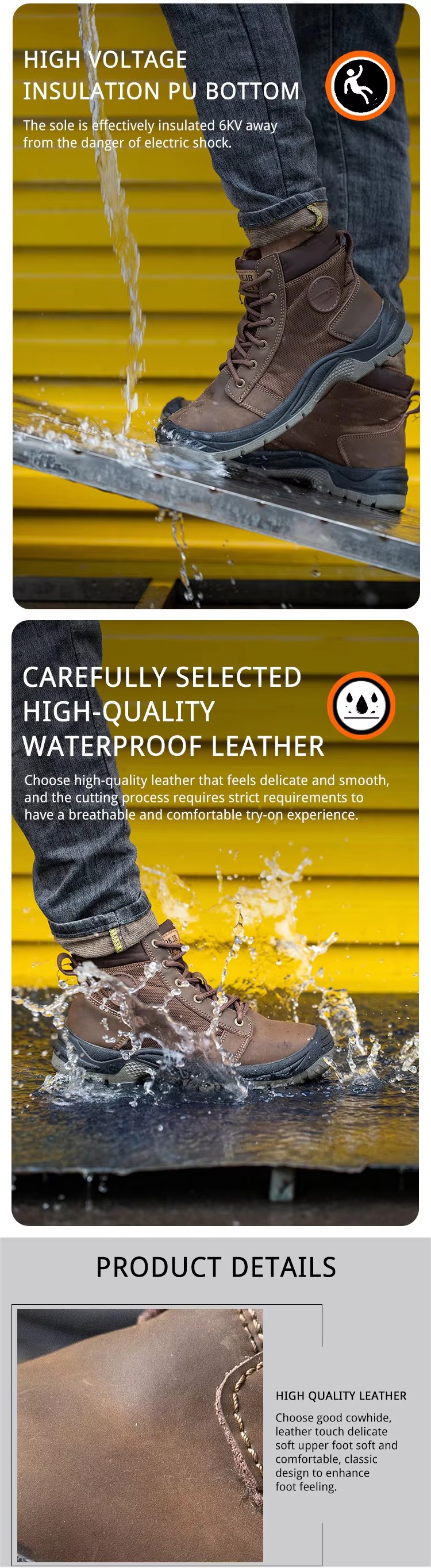 High Cut Men's Anti-smashing Steel Toe Safety Shoes Four Seasons Casual Protective Industrial Work Shoes