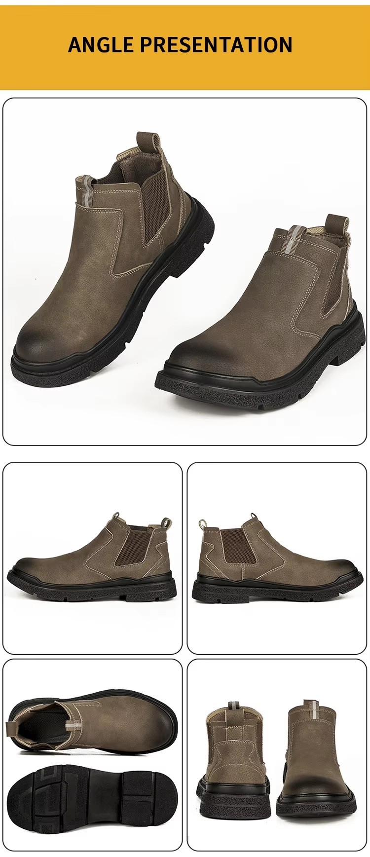 MICROFIBER LEATHER WELDING WORK SAFETY SHOES NO-LACE-UP ANTI-SMASH ANTI-PUNCTURE ANTI-SPARK for MEN SPRING SUMMER AUTUMN WINTER