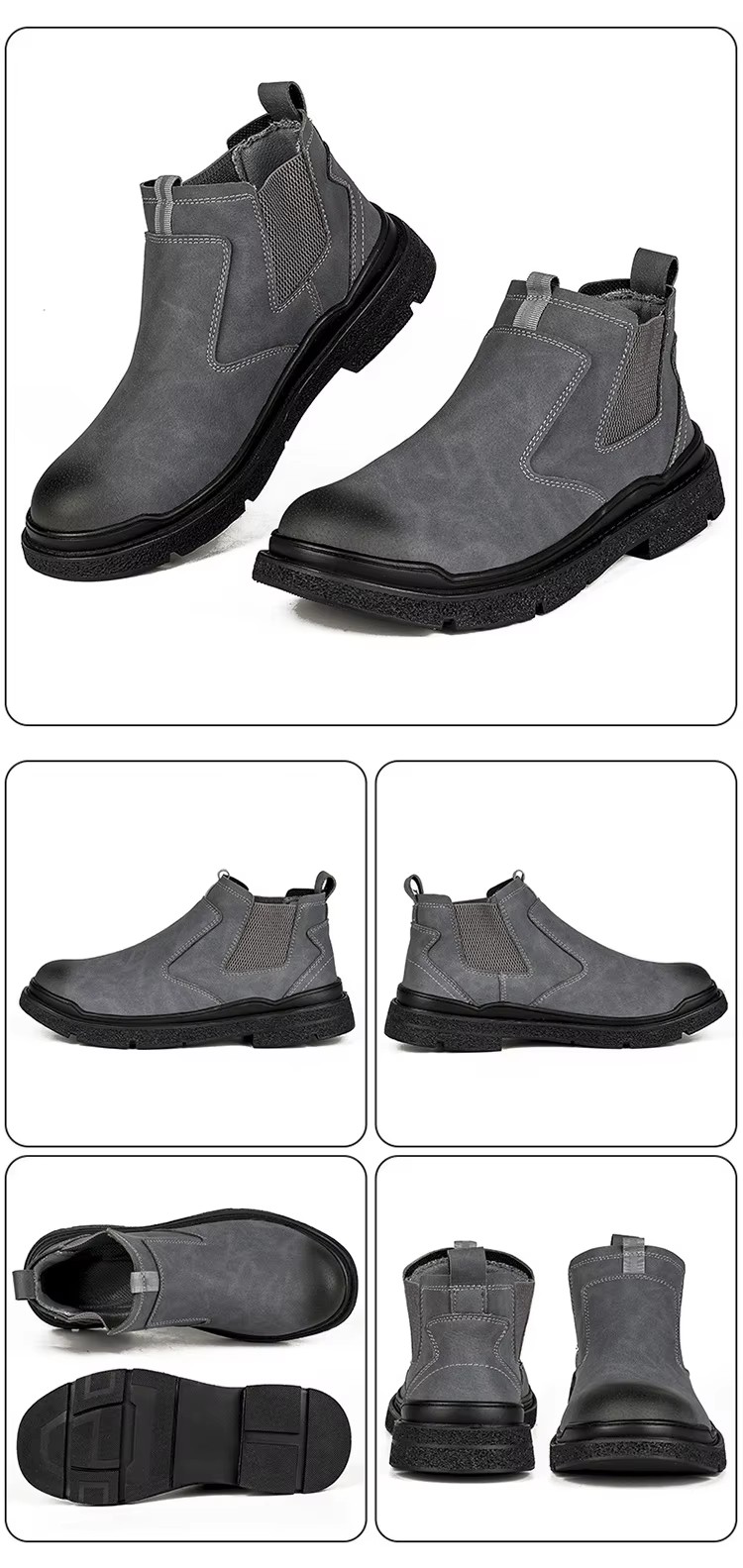 MICROFIBER LEATHER WELDING WORK SAFETY SHOES NO-LACE-UP ANTI-SMASH ANTI-PUNCTURE ANTI-SPARK for MEN SPRING SUMMER AUTUMN WINTER