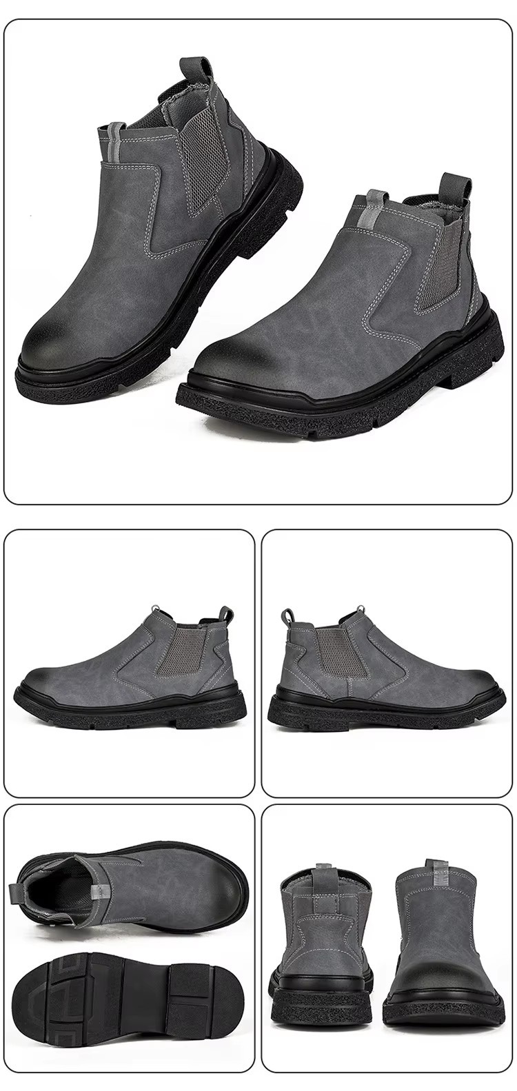 MICROFIBER LEATHER WELDING WORK SAFETY SHOES NO-LACE-UP ANTI-SMASH ANTI-PUNCTURE ANTI-SPARK for MEN SPRING SUMMER AUTUMN WINTER