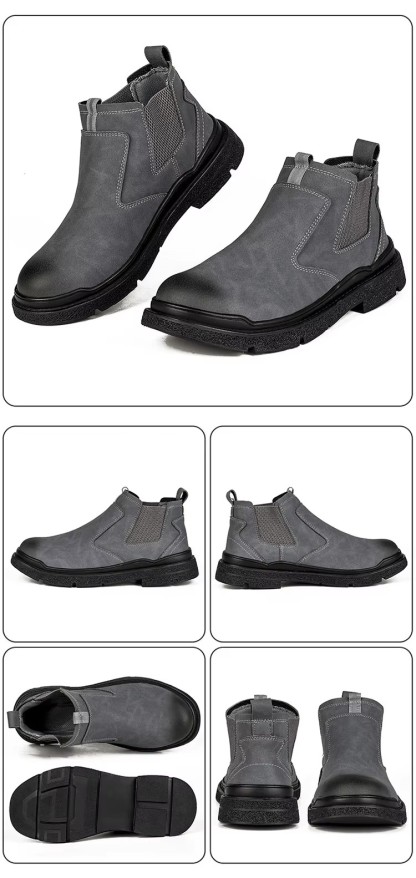 MICROFIBER LEATHER WELDING WORK SAFETY SHOES NO-LACE-UP ANTI-SMASH ANTI-PUNCTURE ANTI-SPARK for MEN SPRING SUMMER AUTUMN WINTER