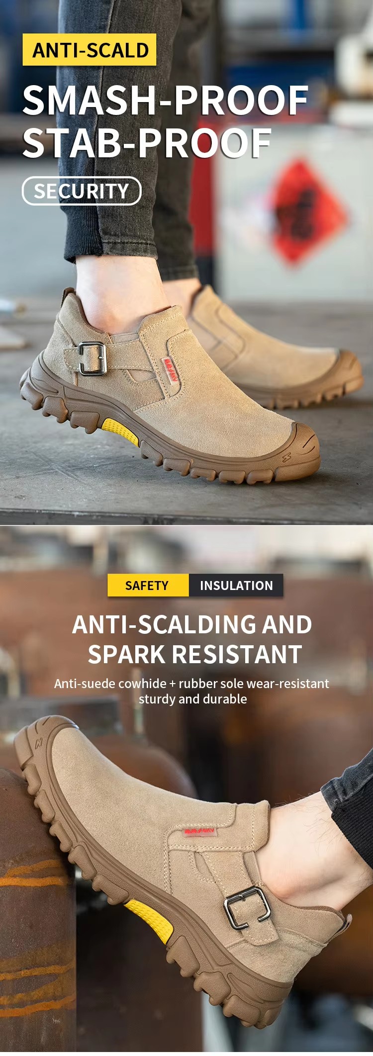 Industrial Hot Selling High End Genuine Leather Footwear Safety Shoes Work Boots Leather Safety Boots for Man Work Shoes