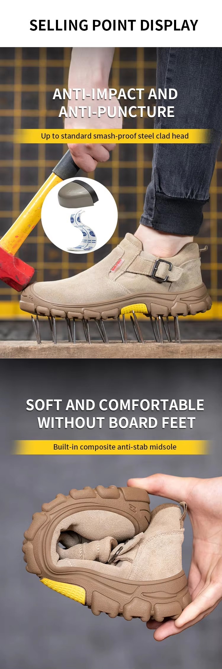 Industrial Hot Selling High End Genuine Leather Footwear Safety Shoes Work Boots Leather Safety Boots for Man Work Shoes