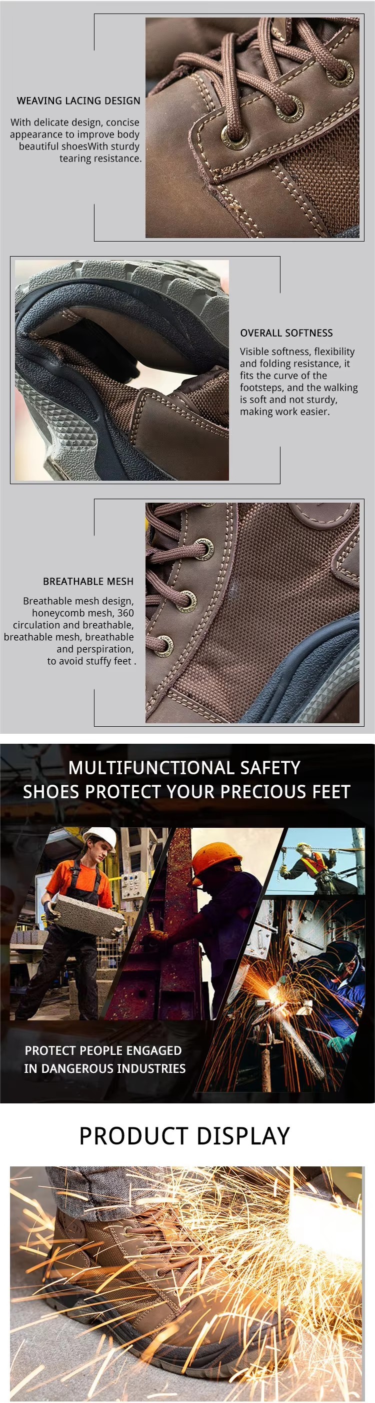 High Cut Men's Anti-smashing Steel Toe Safety Shoes Four Seasons Casual Protective Industrial Work Shoes