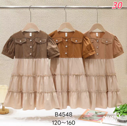 Girls Pure Color Dress