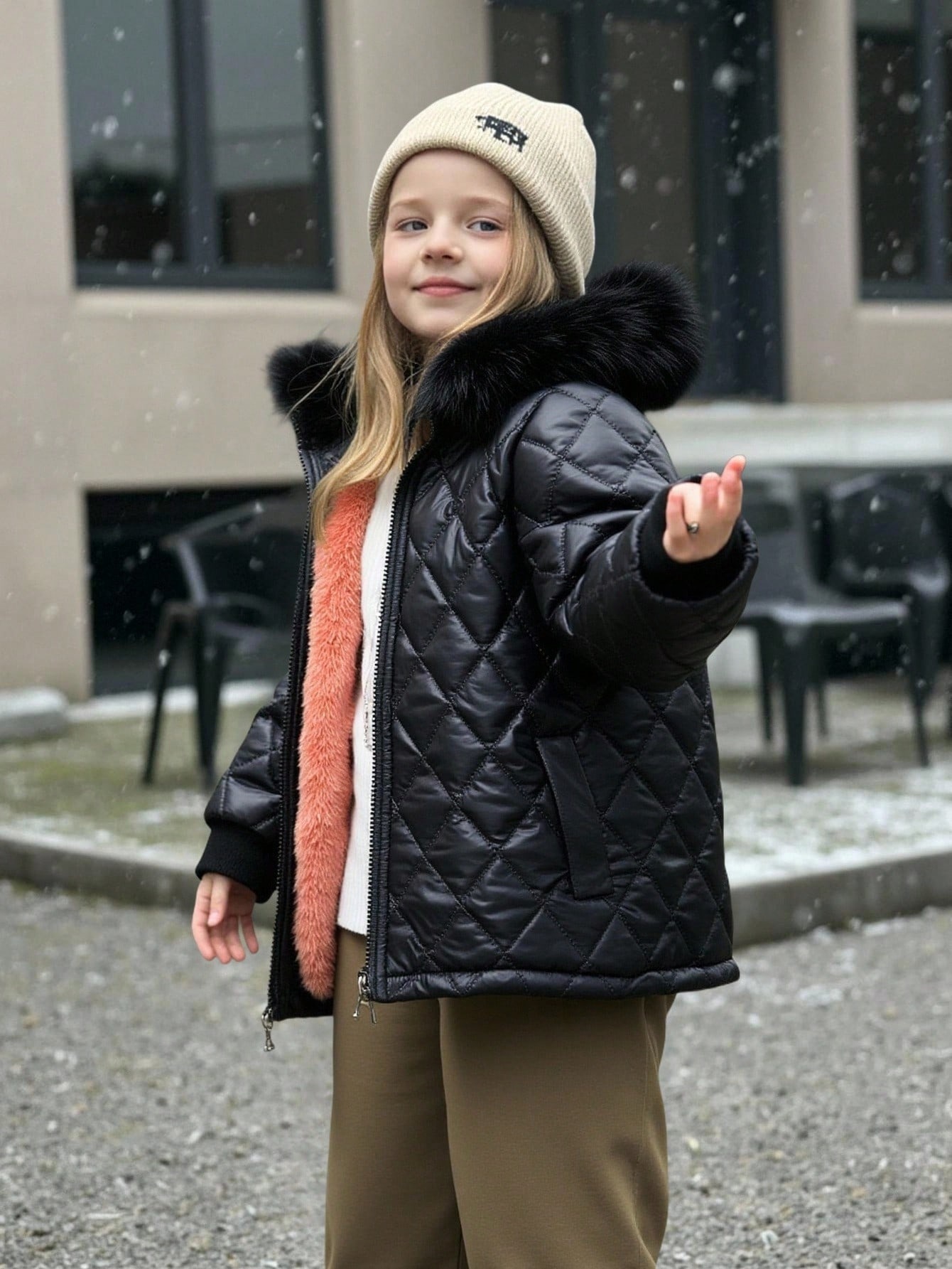 Girls' (small) cotton-padded jacket