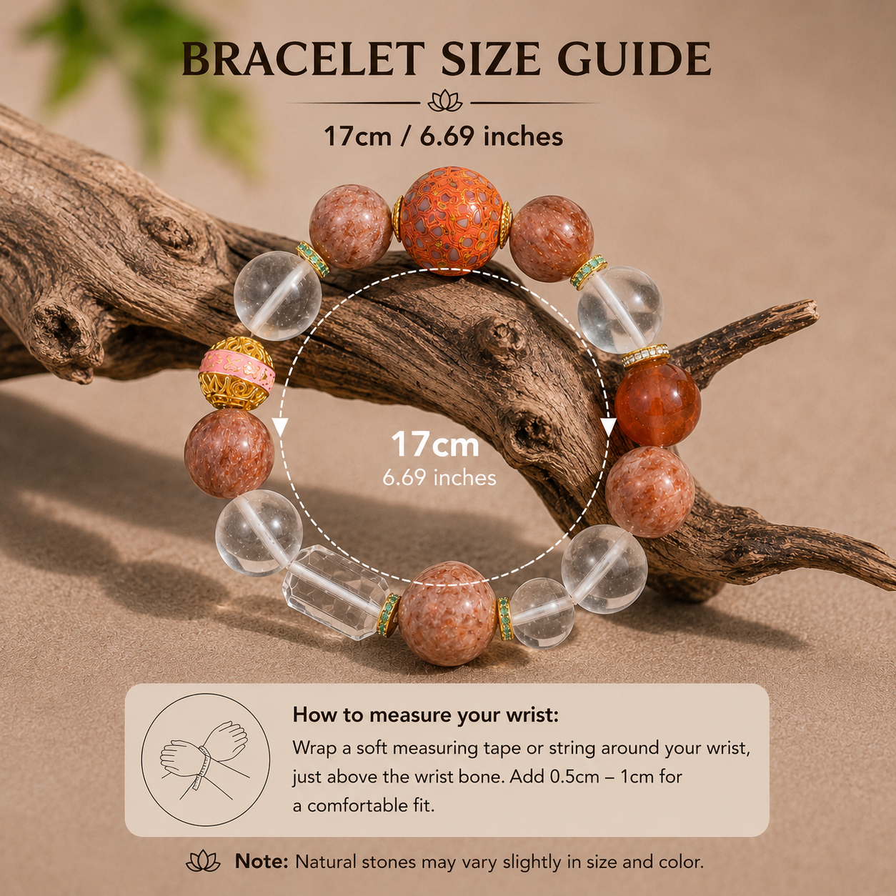 Red Rutilated Quartz & Clear Quartz Bracelet with Handcrafted Vermilion MOP Lacquer Bead