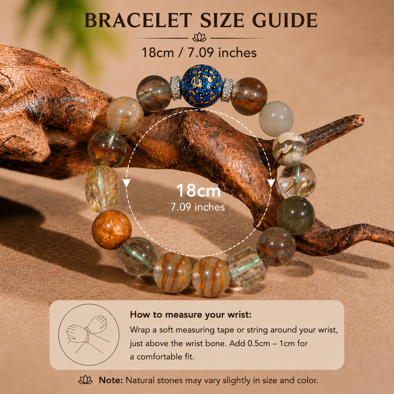 Handcrafted Lacquer & Natural Crystal Bracelet – Artisan Statement Beaded Bracelet