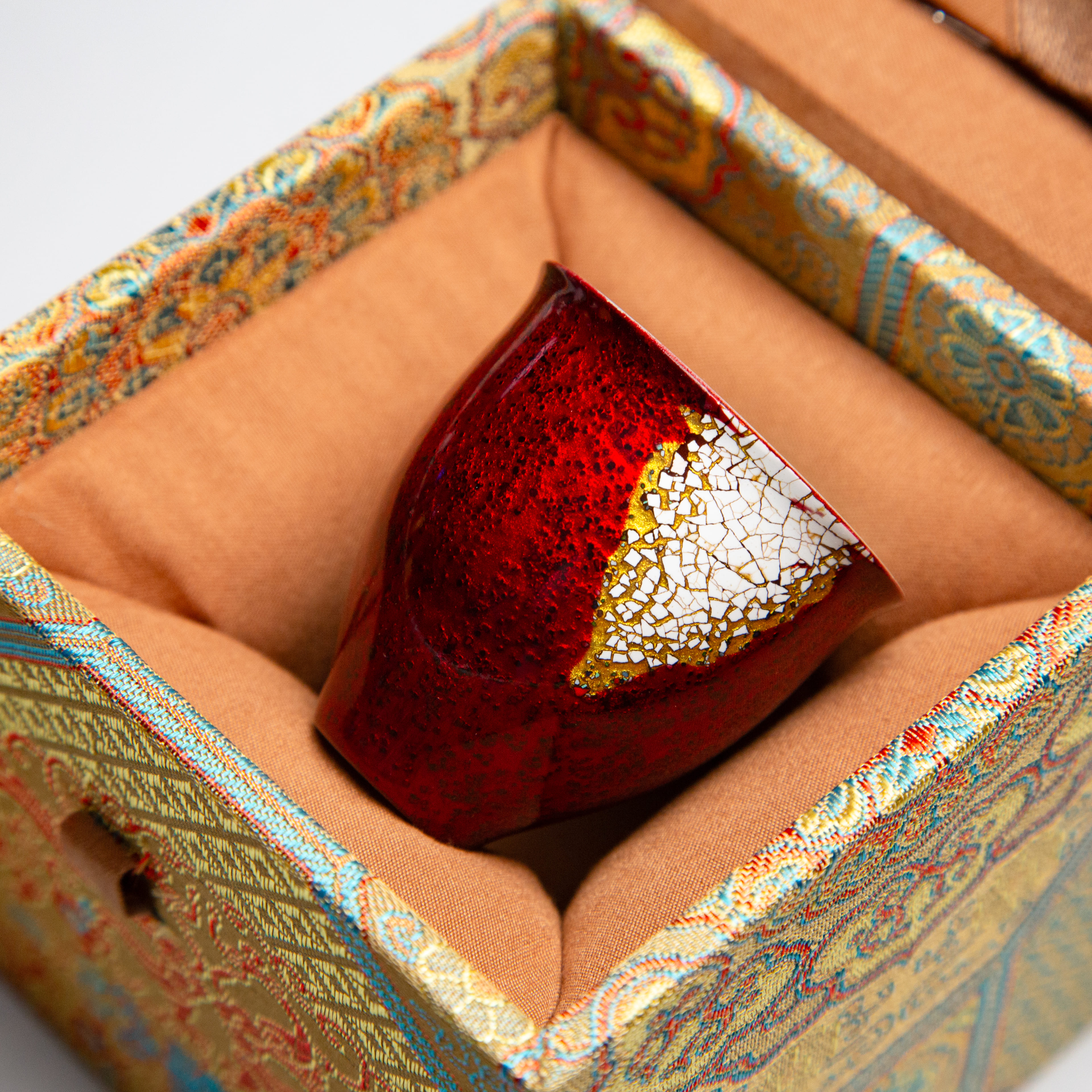 Natural Raw Lacquer Tall Cup with Mother-of-Pearl Inlay