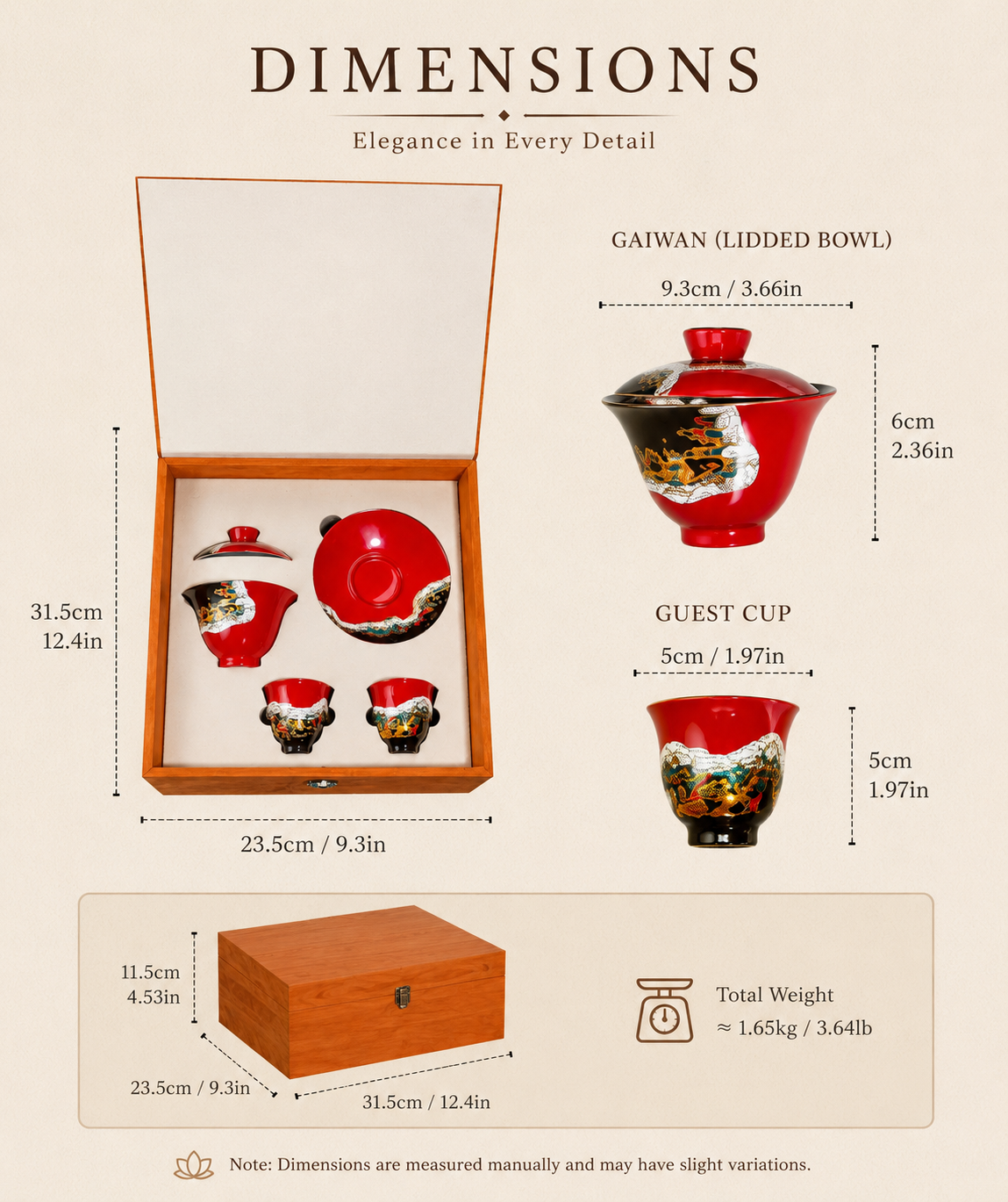 Handcrafted Chinese Lacquer Gaiwan Tea Set Gift Box – Luxury Heritage Tea Ceremony Collection
