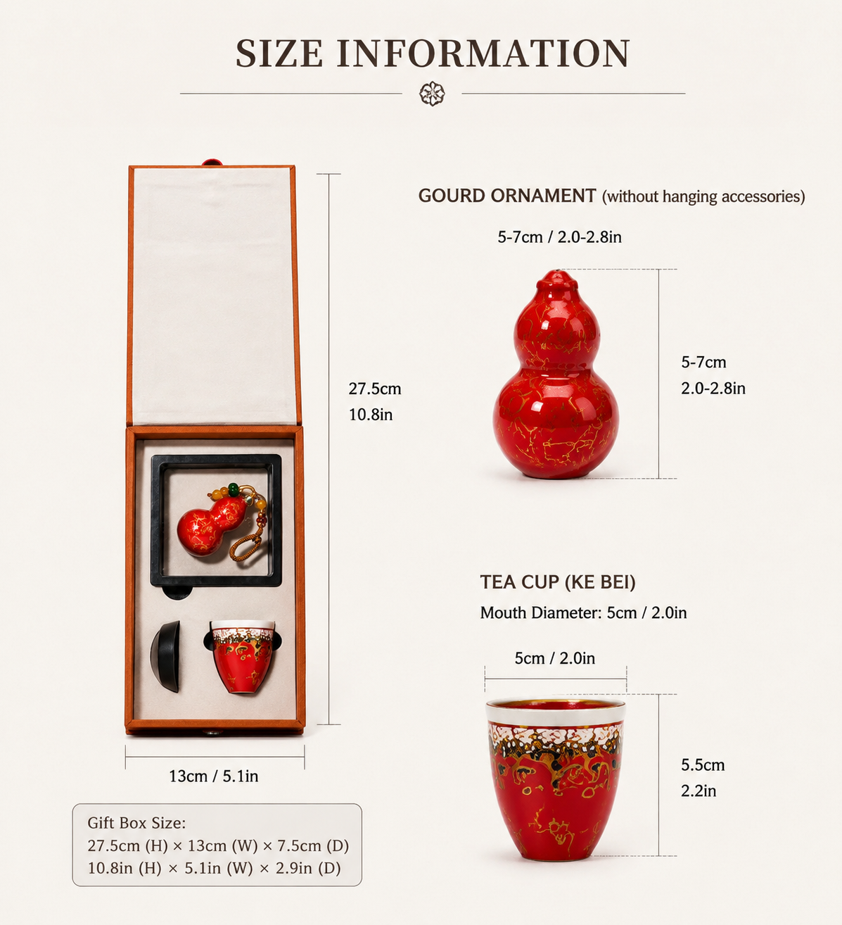 Imperial Vermilion Lacquer Tea Cup & Fortune Gourd Gift Set | Handcrafted Heritage Collection